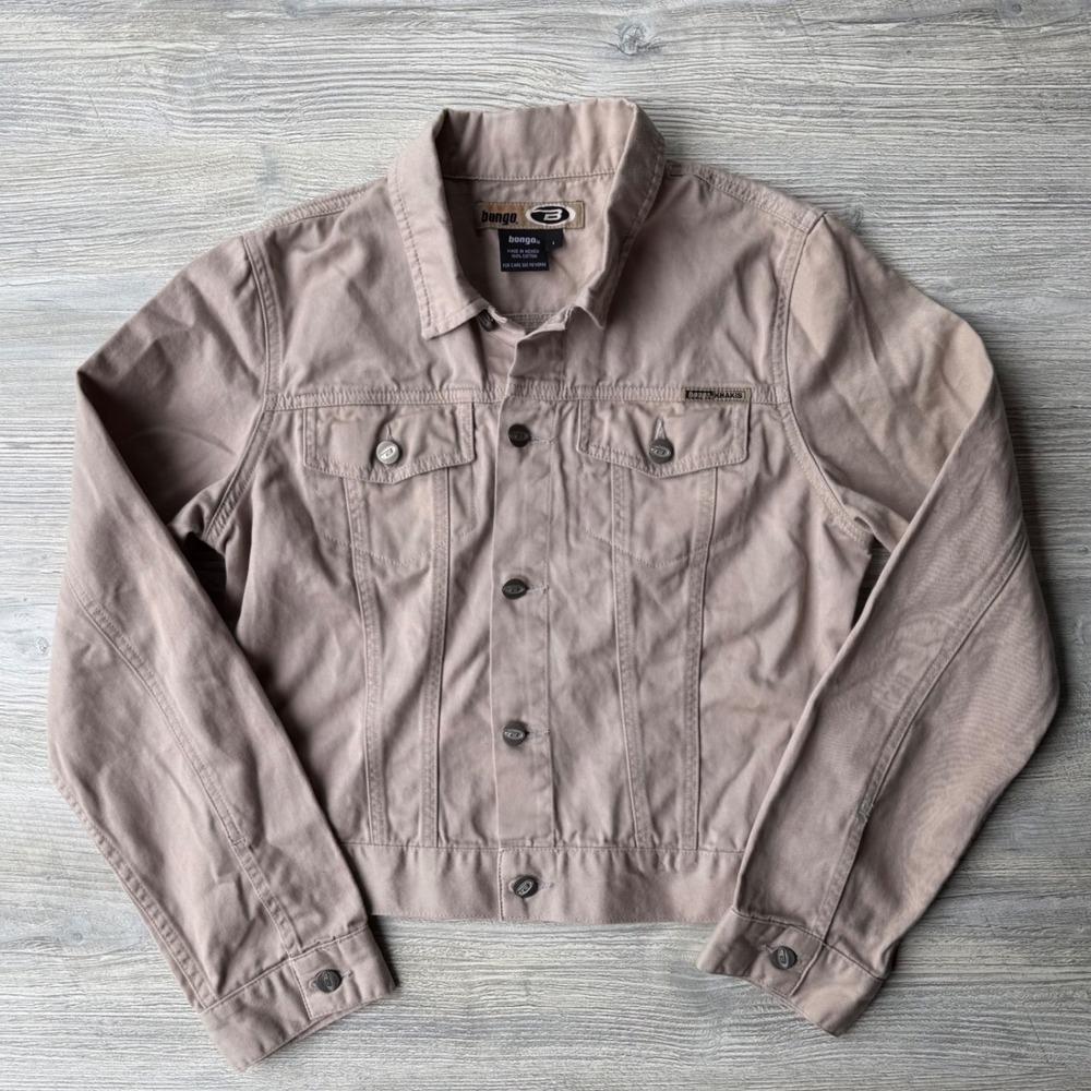 Vintage Y2K Bongo Khakis Trucker Jacket Tan Cotton Twill Utility Gorpcore Large
